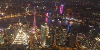 鸟瞰图上海天际线平移