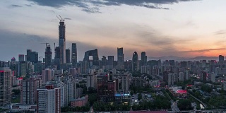 T/L WS HA TU高视角北京市区，白天到晚上/北京，中国