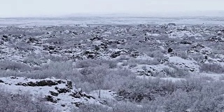 冰岛Dimmuborgir Lake Myvatn冬季景观