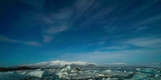 Time-lapse: Star Trail at Vatnajokull Glacier Jokulsarlon冰岛