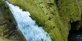 泰国，怀美卡明瀑布，绿色森林中的瀑布特写