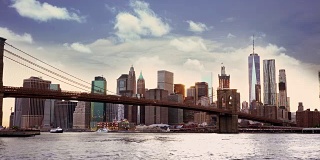 布鲁克林大桥公园的曼哈顿日落