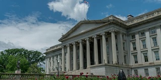 美国财政部在华盛顿特区-时间流逝在4k/超高清