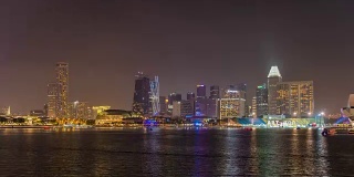 4K Time Lapse: View to Financial of Singapore Skyline at Night
