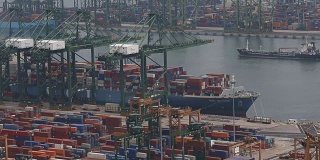 集装箱港用于停泊船舶集装箱