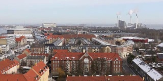 电影倾斜拍摄哥本哈根鸟瞰图丹麦