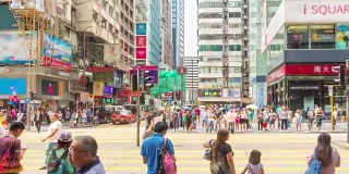 4K时光流逝:人们在香港的街道上行走和过马路