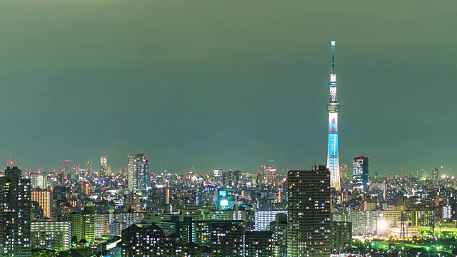 4K延时:东京城市的夜景和东京天空树