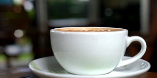 hot coffee cup in cafe