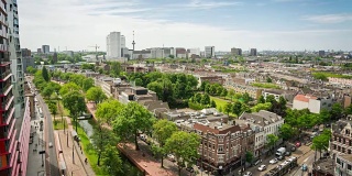 时间流逝:鹿特丹市中心和海港天际线