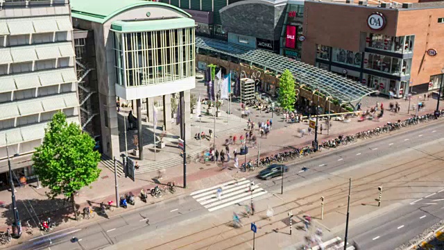 时间流逝:鹿特丹市中心鸟瞰图