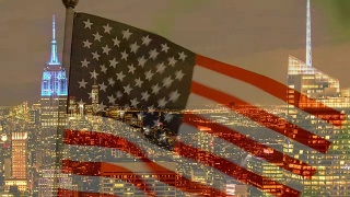 微风中飘扬的美国国旗。视频素材模板下载