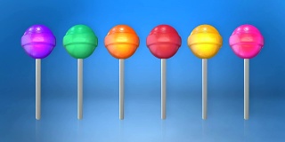 各种彩色的棒棒糖动画循环与luma哑光