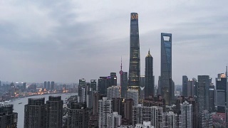 T/L WS HA ZO Shanghai Skyline, Day to Night Transition /上海，中国视频素材模板下载