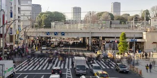 4K延时:行人在东京上野站拥挤过马路