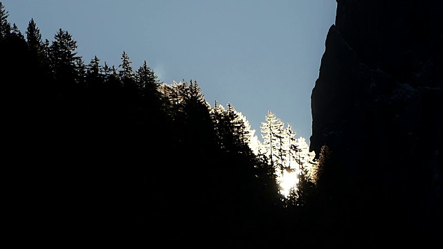 Beautiful silhouette scene of Dolomite Alps in Italy