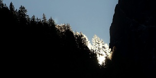 Beautiful silhouette scene of Dolomite Alps in Italy