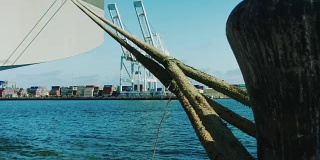 长滩港的船舶、起重机和集装箱