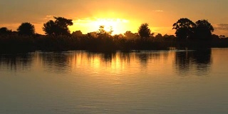 非洲河上的日落。