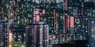 T/L TD Residential Buildings and Urban Residential Area at Night /北京，中国