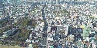 电影倾斜空中大阪的城市景观从天野寺的行动