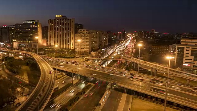 每日上下班高峰时间的交通螺旋/北京，中国