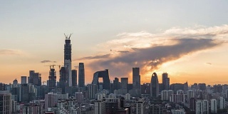 T/L WS HA PAN Dramatic Urban Skyline at Sunset /北京，中国