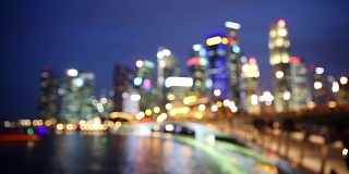 抽象模糊的背景:新加坡城市景观之夜
