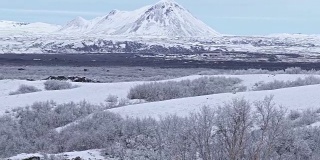 冰岛Dimmuborgir Lake Myvatn冬季景观