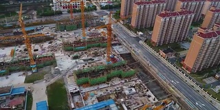 上海市区建筑工地实时鸟瞰图