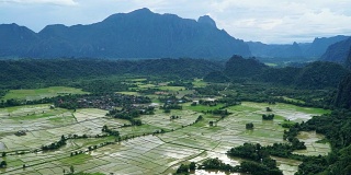 老挝万荣稻田的4k延时拍摄。