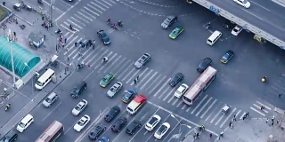 T/L Shot Over City Street Crossing /北京，中国