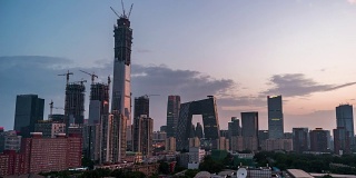 T/L Beijing Urban Skyline, Day to Night Transition /北京，中国
