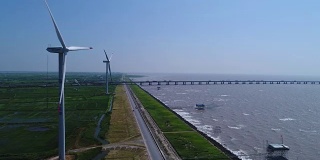 东海大桥实时鸟瞰图，上海，中国