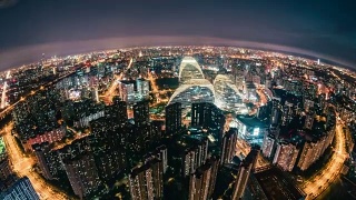 空中和鱼眼美景/北京，中国视频素材模板下载