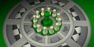 团队概念与绿色领袖，象棋，将军，团队合作