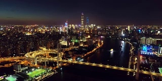 上海夜景无人机的视角