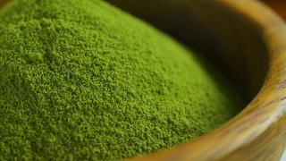 有机绿色抹茶粉木碗视频素材模板下载