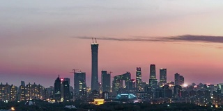 T/L PAN Elevated View of Beijing Skyline, from Day to Night / Beijing, China
