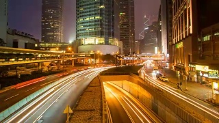 TL D2N PR，香港夜景，中区快速的交通和摩天大楼视频素材模板下载