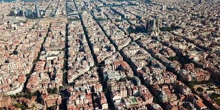 巴塞罗那历史街区的全景