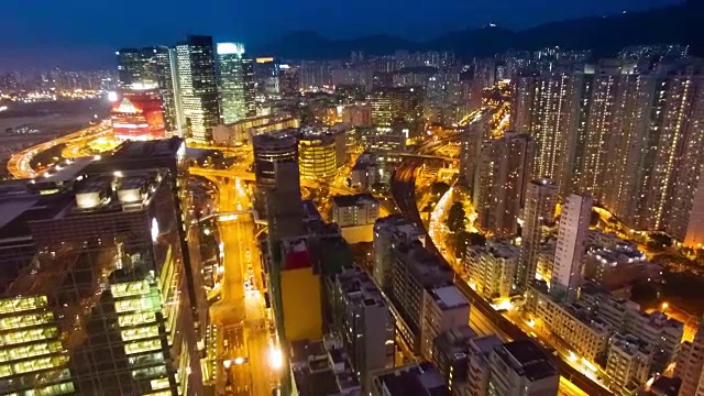香港市区夜景鸟瞰图
