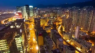 香港市区夜景鸟瞰图视频素材模板下载