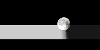 4k视频满月在黑色的天空，满月和云视频在不同的距离在天空，满月图像在不同的阶段和大小在天空，