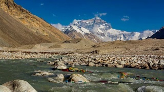 珠穆朗玛峰，珠穆朗玛峰大本营，中国西藏视频素材模板下载