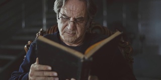 一个正在读书的老人的肖像