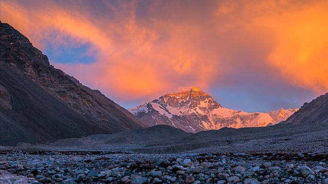 中国西藏珠穆朗玛峰大本营珠穆朗玛峰移动云场景4K时间流逝