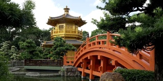 放大香港南莲花园的桥和亭子