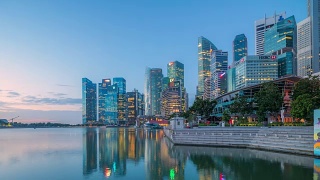 新加坡，4k延时电影之夜至日出新加坡中央商业天际线的场景，新加坡视频素材模板下载