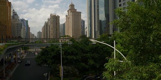 白天广州市市区交通、步行街全景4k中国